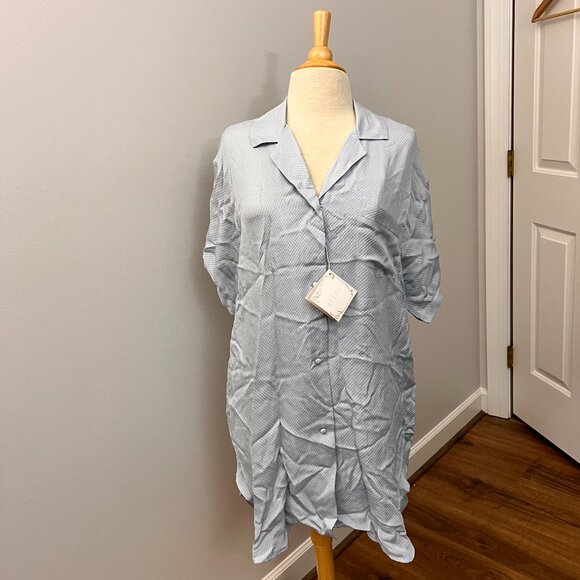 NEW Treesha Silk Sleep Shirt Blue Loungewear Sz M - Picture 1 of 12